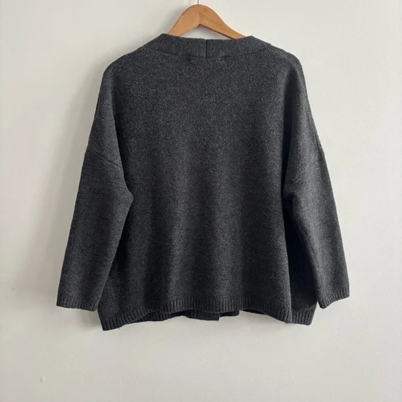Zara Dark Button Down V-Neck Cardigan Sweater - Picture 6 of 11